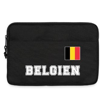 BELGIEN Trikot Look - Nationalflagge Fahne Flagge - Laptoptasche 13" - Schwarz - Vorne