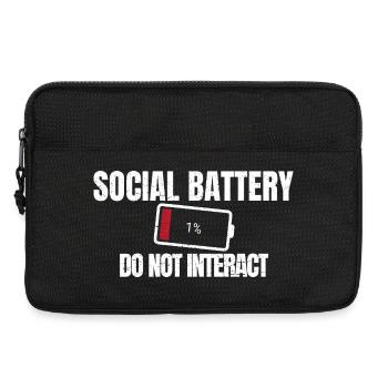 Social Battery 1% Funny Introvert Vibe - Laptop bag 13" - black - Front