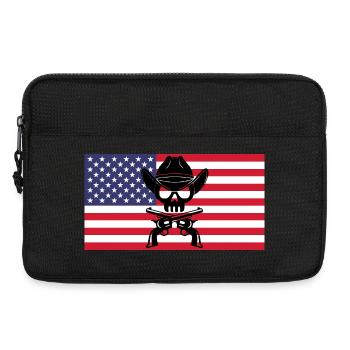 Cowboy-Schädel und amerikanische Flagge - Laptoptasche 13" - Schwarz - Vorne