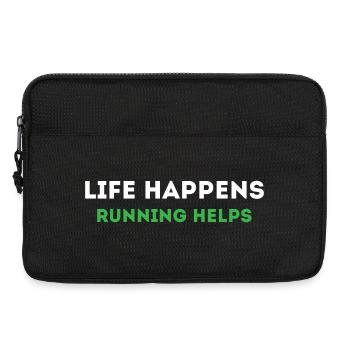 Life Happens. Running Helps. - Laptop bag 13" - black - Front