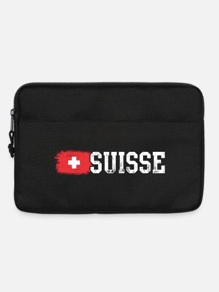 Schweizer Flagge Fettes Suisse-Emblem - Laptoptasche 13" - Schwarz