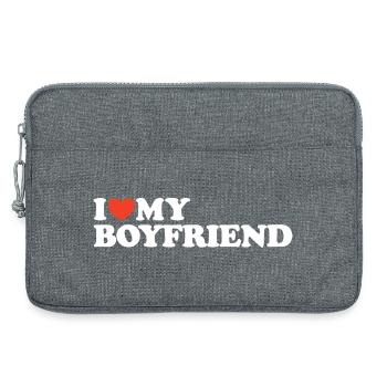 I love my boyfriend heart shirt - Laptop bag 13" - heather grey - Front
