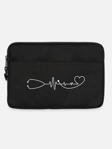 Herzschlag-Stethoskop-Linie - Laptoptasche 13" - Schwarz