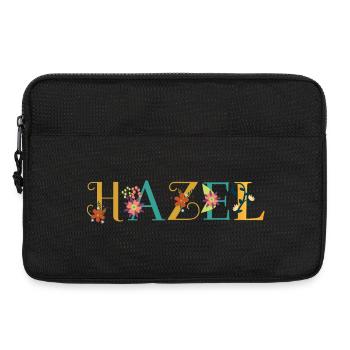 HAZEL Namenskunst mit Blumen gestickt - Laptoptasche 13" - Schwarz - Vorne