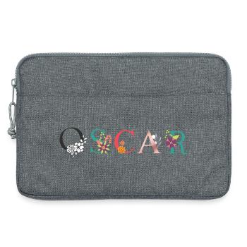 OSCAR Name Art With Flowers Embroidered - Laptop bag 13" - heather grey - Front