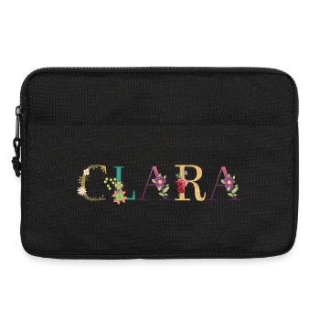 CLARA Name mit Blumen geschmückt - Laptoptasche 13" - Schwarz - Vorne