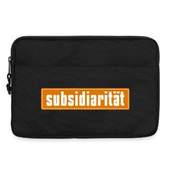 Subsidarity Schriftzug auf Background - Laptoptasche 13" - Schwarz - Vorne
