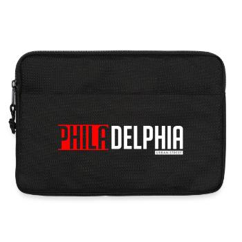 Farbenfrohes textbasiertes Design von Philly und Delta - Laptoptasche 13" - Schwarz - Vorne