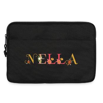 NELLA name decorated with flowers - Laptop bag 13" - black - Front