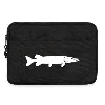 Hecht-Attacke: Kraftvolles Raubfisch-Design - Laptoptasche 13" - Schwarz - Vorne