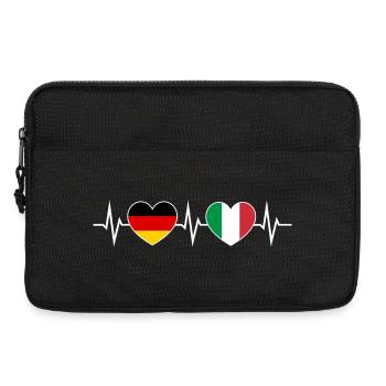 Allemagne italienne, Allemagne, Italie, Cœurs ECG - Sacoche pour ordinateur portable 13 pouces - noir - Devant