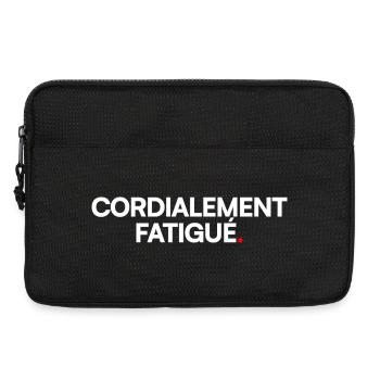 Cordialement fatigué. Humour bureau minimaliste - Sacoche pour ordinateur portable 13 pouces - noir - Devant