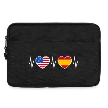 Espagne USA Amérique Battement de cœur Amour Amitié - Sacoche pour ordinateur portable 13 pouces - noir - Devant