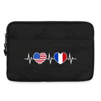 France USA Heartbeat Amour Amitié - Sacoche pour ordinateur portable 13 pouces - noir - Devant