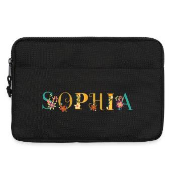 Art du prénom SOPHIA avec fleurs brodées - Sacoche pour ordinateur portable 13 pouces - noir - Devant