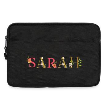 SARAH name decorated with flowers - Laptop bag 13" - black - Front
