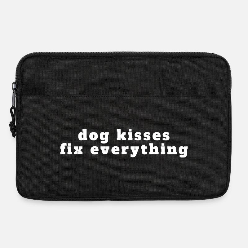 Dog Kisses Fix Everything – Süßer Hunde Spruch - Laptoptasche 13" - Schwarz