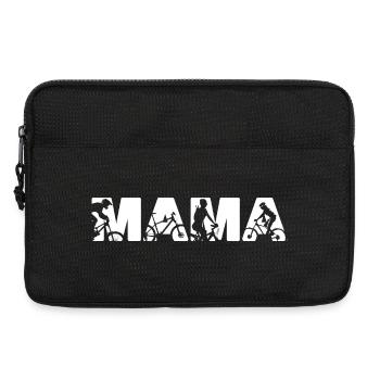 Mountainbike-Mama-MTB-Radfahrer-Silhouette - Laptoptasche 13" - Schwarz - Vorne