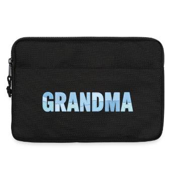 Nähte der Oma – Blau gestickt Patchwork - Laptoptasche 13" - Schwarz - Vorne