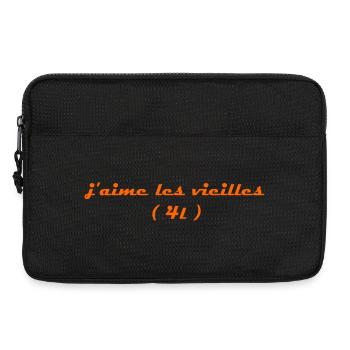 j aime les vieilles 4l orange - Sacoche pour ordinateur portable 13 pouces - noir - Devant