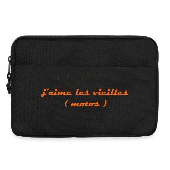 j aime les vieilles motos orange - Sacoche pour ordinateur portable 13 pouces - noir - Devant