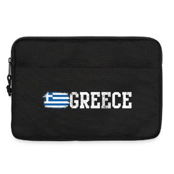 Greece Flag Brush Art Typography - Laptop bag 13" - black - Front