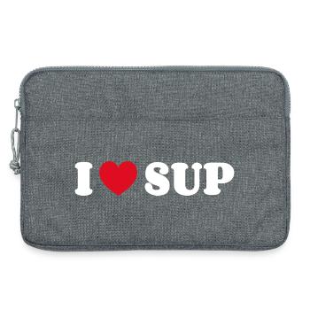 I Love SUP Stehpaddeln Stand Up Paddling - Laptoptasche 13" - Grau meliert - Vorne