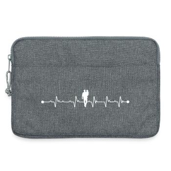 Battements de cœur de la fille et du père - Sacoche pour ordinateur portable 13 pouces - gris chiné - Devant
