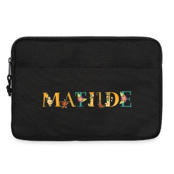 MATILDE Namenskunst mit Blumen gestickt - Laptoptasche 13" - Schwarz - Vorne