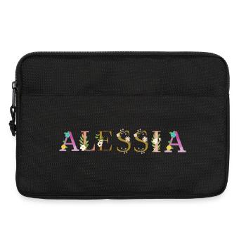 ALESSIA Name mit Blumen geschmückt - Laptoptasche 13" - Schwarz - Vorne