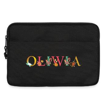 Le nom d’OLIWIA est décoré de fleurs - Sacoche pour ordinateur portable 13 pouces - noir - Devant
