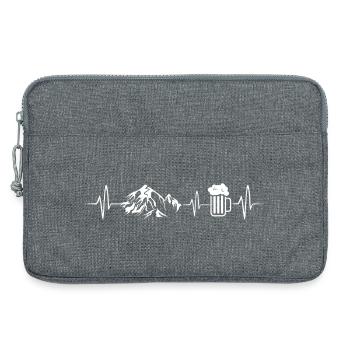 Berge und Bier - Herzschlag Outdoor Liebe - Laptoptasche 13" - Grau meliert - Vorne