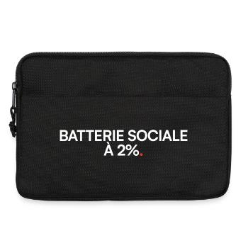 Batterie sociale 2% humour fatigue - Sacoche pour ordinateur portable 13 pouces - noir - Devant