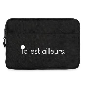 Ici est ailleurs – Citation poétique à imprimer - Sacoche pour ordinateur portable 13 pouces - noir - Devant