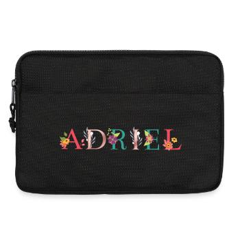 ADRIEL Art du nom avec des fleurs brodées - Sacoche pour ordinateur portable 13 pouces - noir - Devant