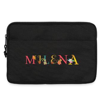Prénom MILENA décoré de fleurs - Sacoche pour ordinateur portable 13 pouces - noir - Devant