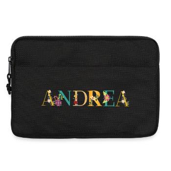 ANDREA Name mit Blumen geschmückt - Laptoptasche 13" - Schwarz - Vorne