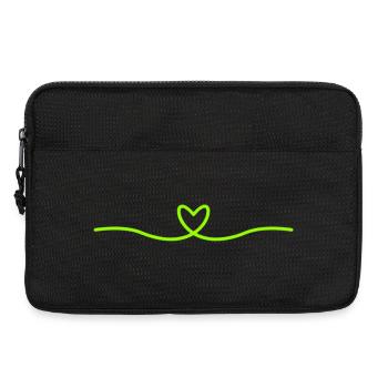 Ligne de cœur minimale | Design du Cœur Vert - Sacoche pour ordinateur portable 13 pouces - noir - Devant