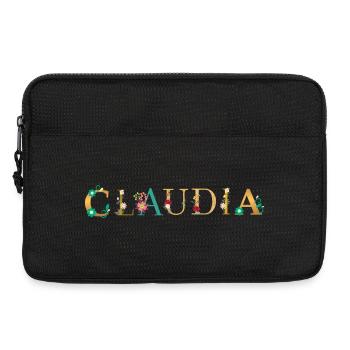 CLAUDIA name decorated with flowers - Laptop bag 13" - black - Front