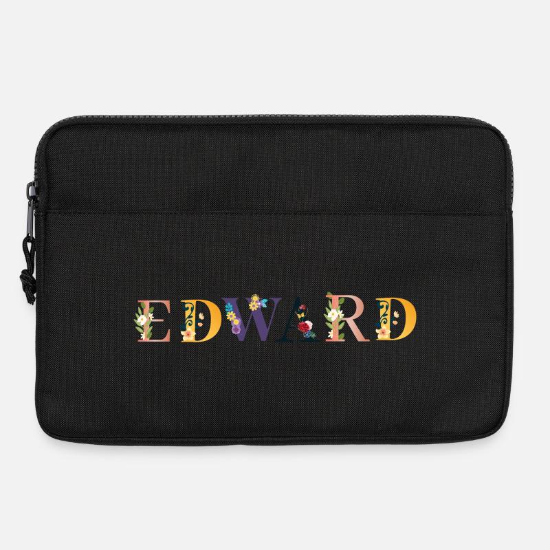 EDWARD Name mit Blumen geschmückt - Laptoptasche 13" - Schwarz