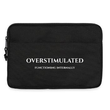 Overstimulated Minimal Introvert Humor Typography  - Laptop bag 13" - black - Front