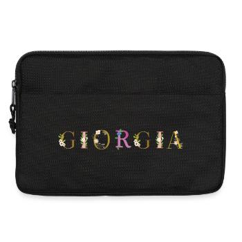 GIORGIA Name mit Blumen geschmückt - Laptoptasche 13" - Schwarz - Vorne