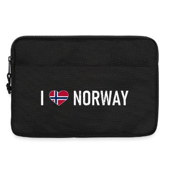 J’aime la Norvège - Norvège - Norvège - Cœur - Amour - Sacoche pour ordinateur portable 13 pouces - noir - Devant