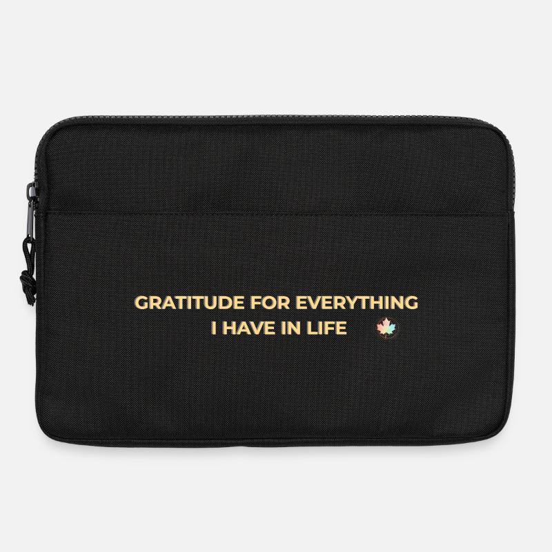 Gratitude – Dankbarkeit und Achtsamkeit Gold - Laptoptasche 13" - Schwarz