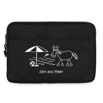 en bord de mer, cheval avec roues, vacances, voyage - Sacoche pour ordinateur portable 13 pouces - noir - Devant