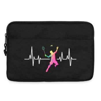 Badminton heartbeat colorful - Laptop bag 13" - black - Front