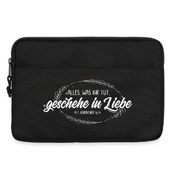 Alles was ihr tut geschehe in Liebe - Laptoptasche 13" - Schwarz - Vorne