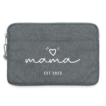 Mama seit 2023 | Geschenk zum Muttertag - Laptoptasche 13" - Grau meliert - Vorne