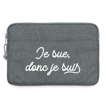 I Sweat, Therefore, I Am (lustige Parodie) - Laptoptasche 13" - Grau meliert - Vorne