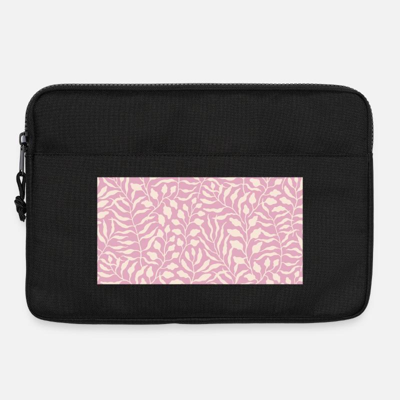 Elegantes Blättermuster in Blassrosa - Laptoptasche 13" - Schwarz